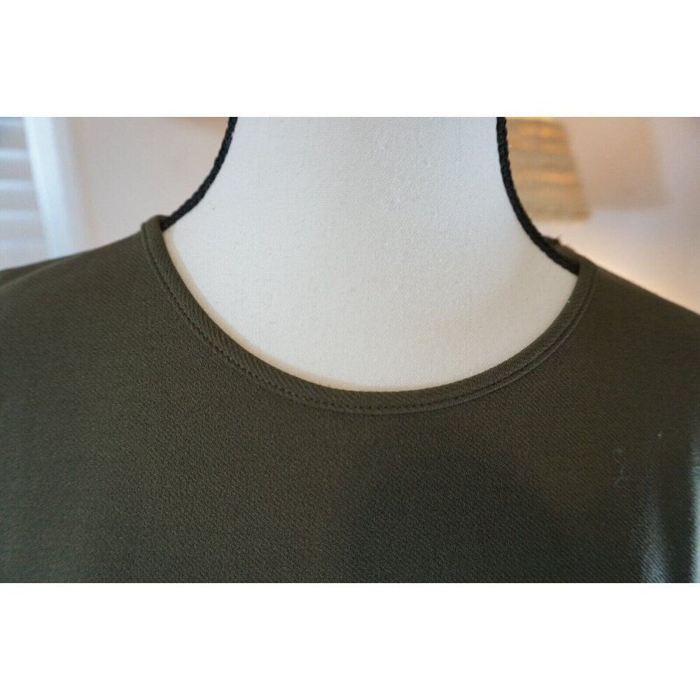 Zara Olive Green Midi Dress with Satin Scarf Belt - Size S - Picture 5 of 16